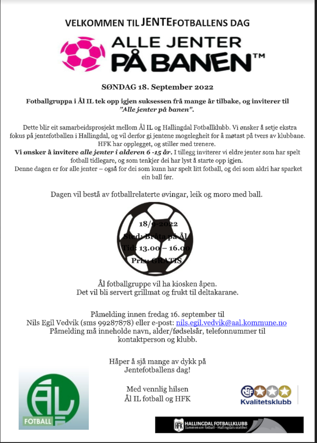 Velkommen til jentefotballens dag 18.sept